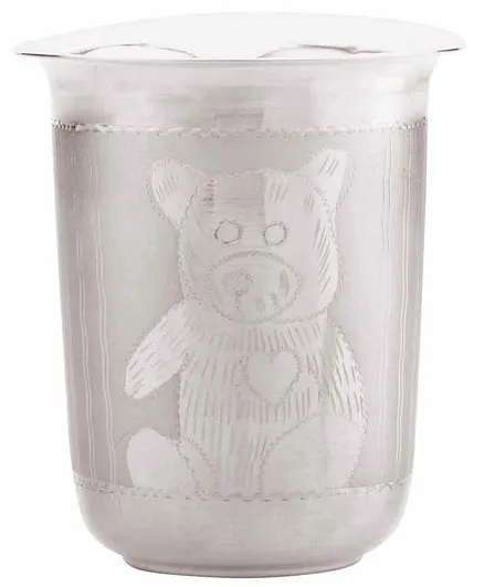 Osasbazaar Sterling Silver Glass With Teddy Bear Print Silver - 110 ml