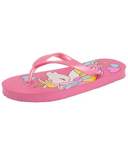 Yellow Bee Unicorn Print Slippers - Pink