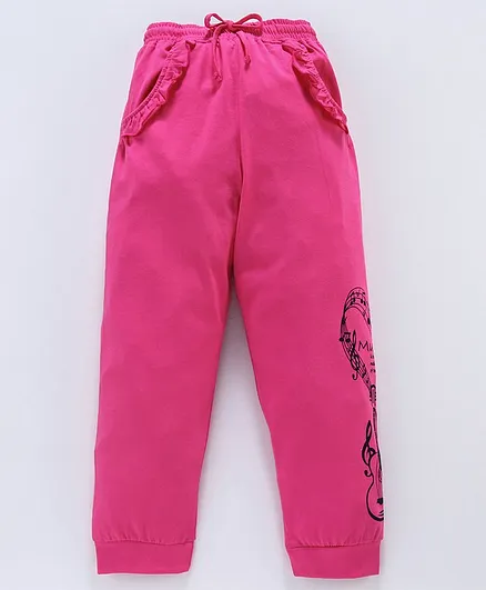 Nottie Planet Full Length Music Print Pants - Pink