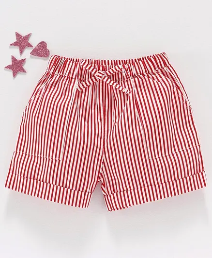 Yiyi Garden Striped Shorts - Red & White