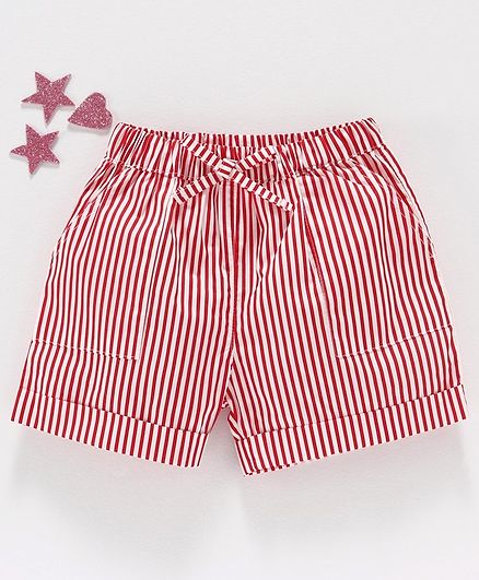Yiyi Garden Striped Shorts - Red & White