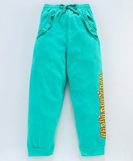 Nottie Planet Full Length Text Print Pant - Green