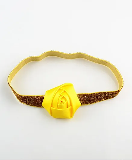 Bhoomi Collection Ribbon Rose Glitter Headband - Yellow