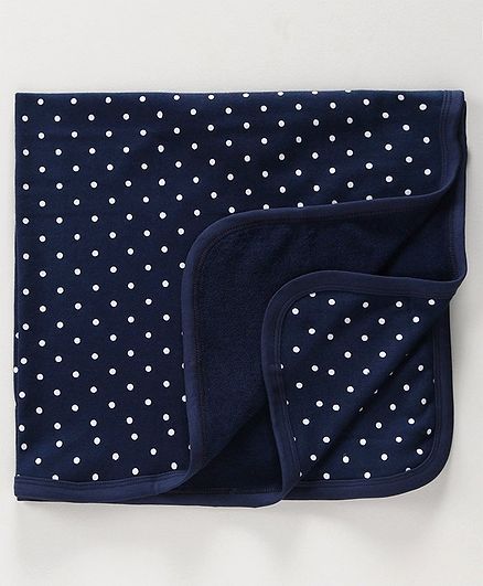 Babyhug Bath Towel Polka Dot Print - Navy Blue