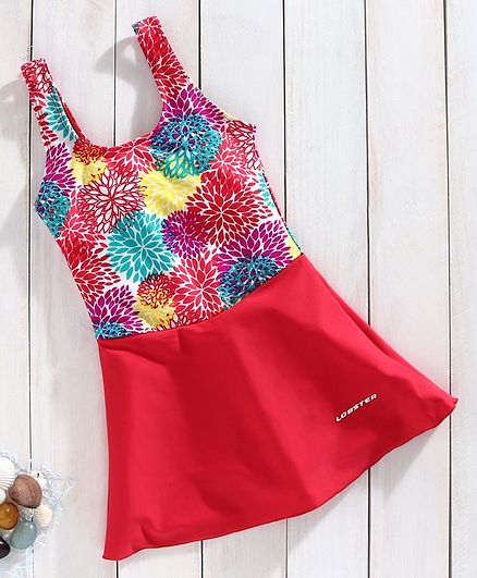 Lobster Sleeveless Frock style Swimsuit - Red