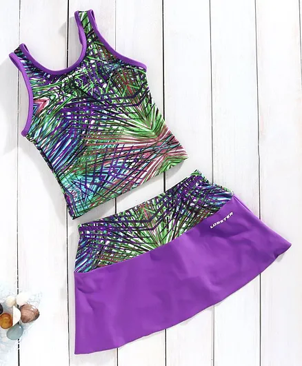 Lobster Sleeveless Swim Top and Skirt - Purple