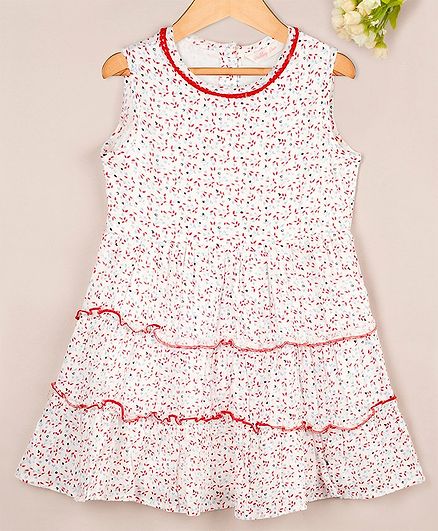 Budding Bees Small Flower Print Sleeveless Dress - Off White