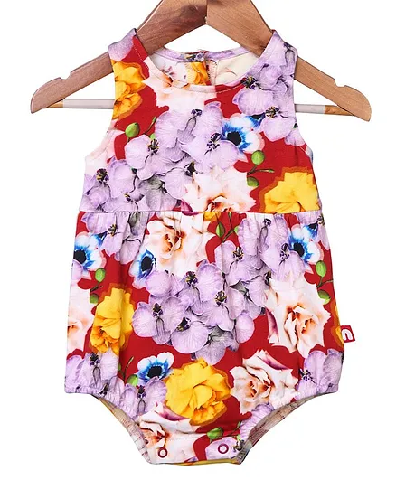 Nino Bambino 100% Organic Cotton Flower Printed Sleeveless Onesie - Multi Colour