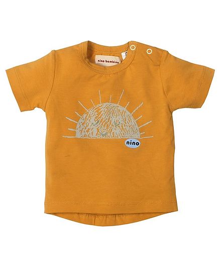 Nino Bambino 100% Organic Cotton Sun Print Half Sleeves Tee - Yellow
