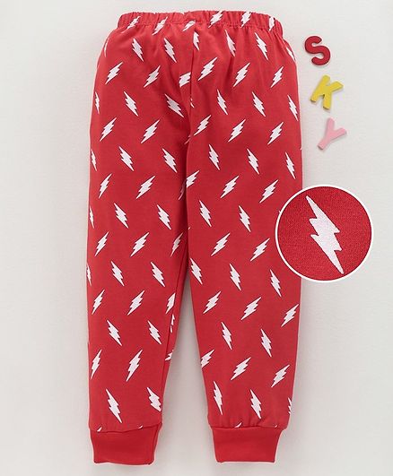 Babyhug Full Length Printed Track Pant - Red