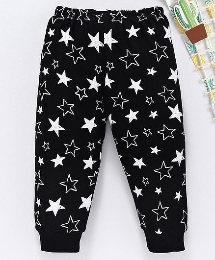 Babyhug Full Length Track Pant Star Print - Black