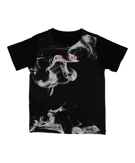 Wear Your Mind Half Sleeves Fog Print Tee - Black