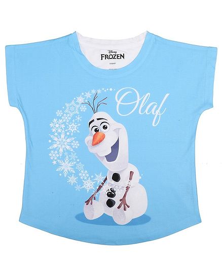 Disney By Crossroads Cap Sleeves Olaf Print Top - Blue