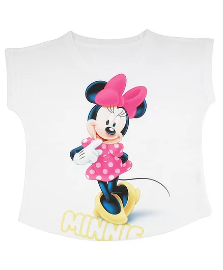 Disney By Crossroads Short Sleeves Minnie Printed Top - White