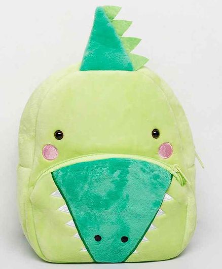 The Mom Store Plush Bag Dinosaur Face Green - 10 Inches