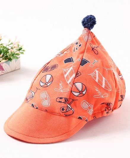 Babyoye Cotton Cap Ball Print - Peach