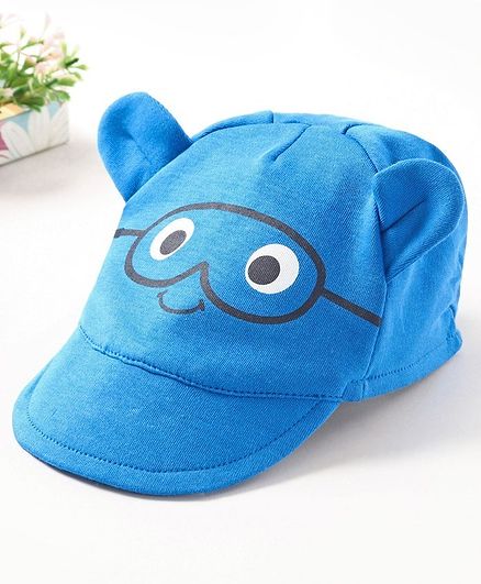 Babyoye Cotton Cap Face Print - Blue