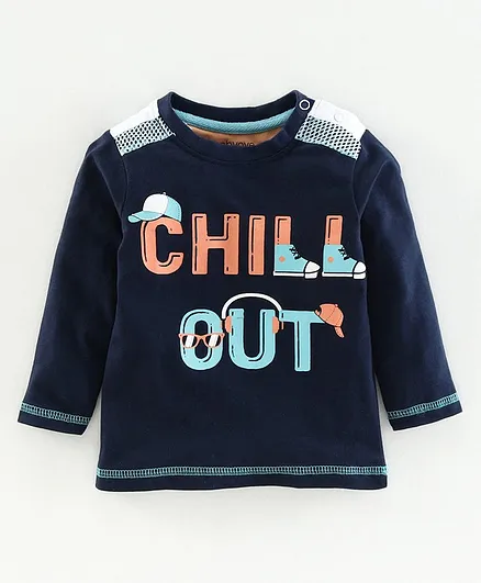 Babyoye Cotton Full Sleeves Tee Chill Out Print - Navy Blue