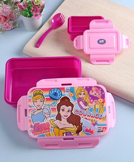 Disney Princess Lunch Box Clip Lock Pink - 550 ml