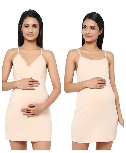 Wobbly Walk Pack Of 2 Sleeveless Solid Colour Camisole - Beige