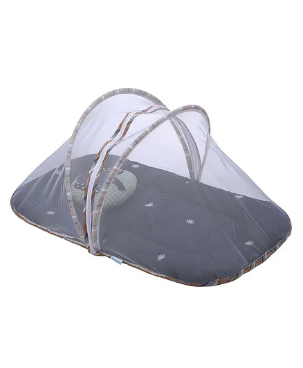Abracadabra Gadda with Mosquito Net Elephant Embroidery - Blue