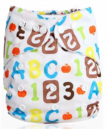Abracadabra Reusable Diaper with Removable Liner Alphabet Print - Multicolor