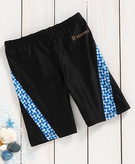 Rovars Printed Swimming Trunk - Black Blue