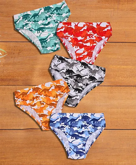 Charm n Cherish Camouflage Dino Printed Unique Colors Pack Of 5 Briefs - Multicolor
