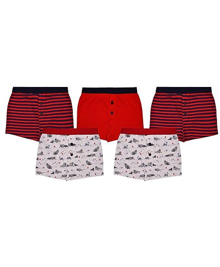 Charm n Cherish Seal Printed Pack Of 5 Boxers - Red & White