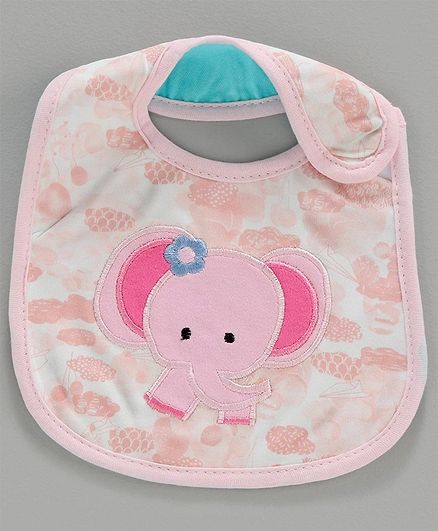 Babyhug Bib Elephant Embroiderd - Pink