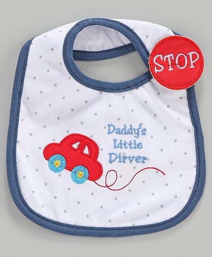 Babyhug Bib Red Embroiderd - White Red