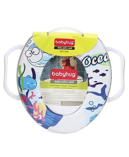 Babyhug Baby Potty Seat with Handle Fish Print - White