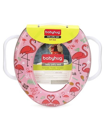 Babyhug Baby Potty Seat with Handle Flamingo Print - Pink
