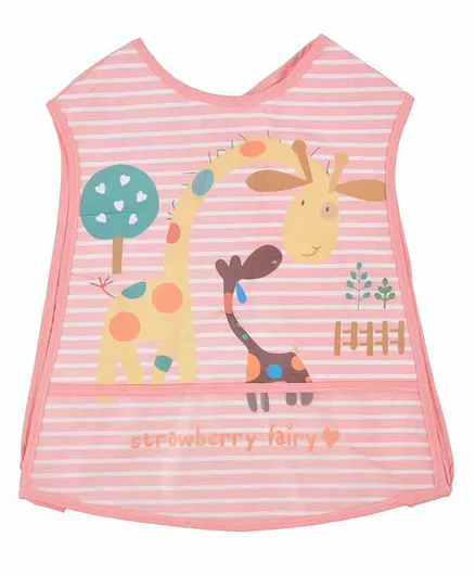 Yellow Bee Bib with Crumb Collector Animal Print - Pink