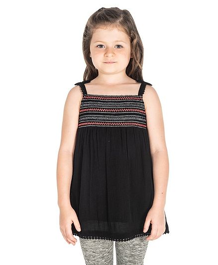 Cherry Crumble by Nitt Hyman Embroidered Sleeveless Top - Black