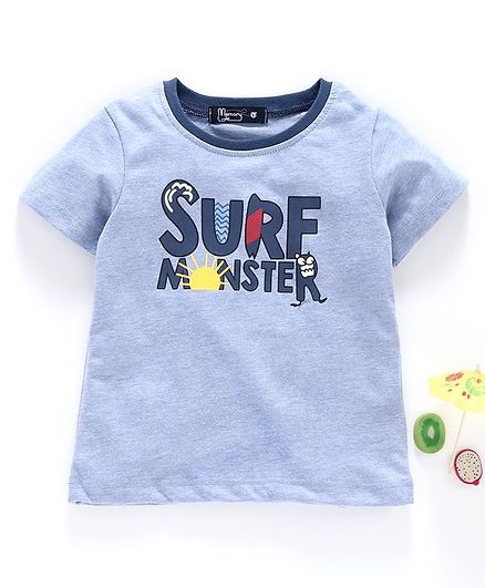 Memory Life Short Sleeves Tee Monster Print - Blue