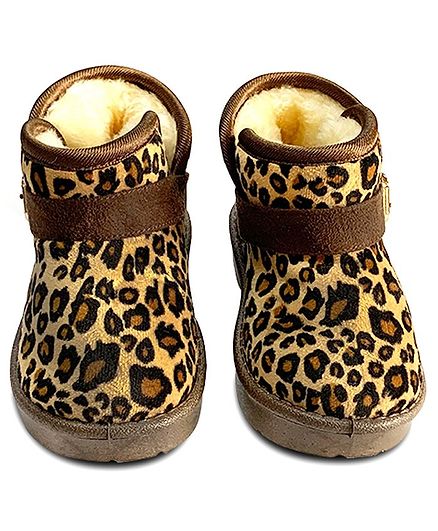 Awabox Leopard Pattern Buckle Closure Boots - Brown