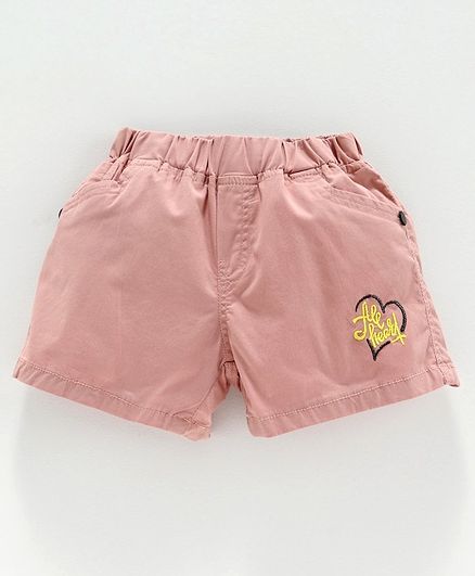 Olio Kids Shorts Heart Embroidered - Peach