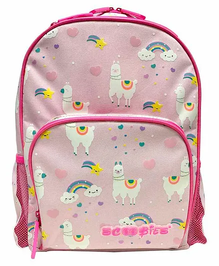 Scoobies Glow in Dark Backpack Lama Print Pink - 17.7 Inches
