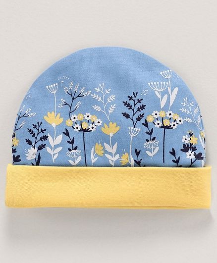 Babyoye Cotton Cap Floral Print - Blue