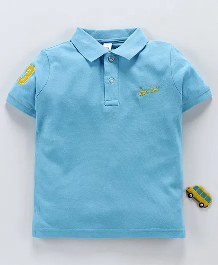 ToffyHouse Half Sleeves Tee Super Polo Embroidery - Sky Blue