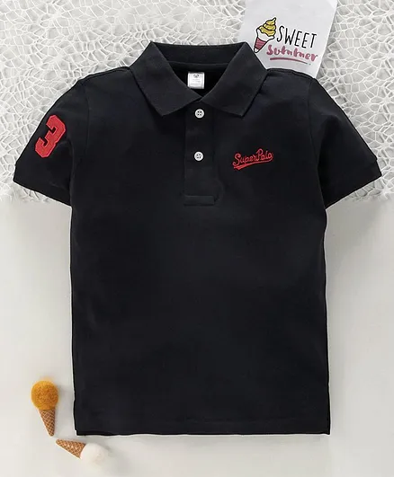 ToffyHouse Half Sleeves Tee Super Polo Embroidery - Black