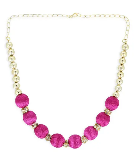 AKSHARA Studded Silk Thread Detailing Necklace - Pink