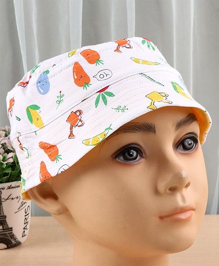 Cucumber Printed Summer Caps - White Lemon