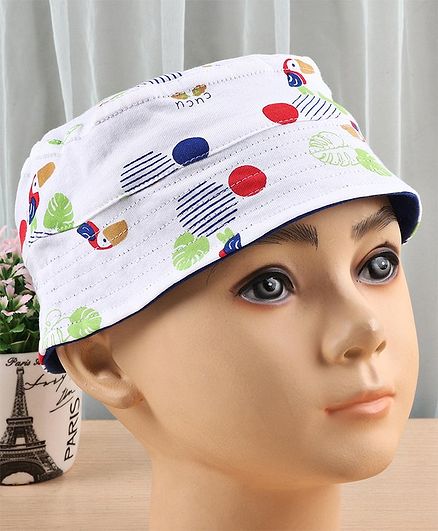Cucumber Leaf Printed Summer Caps - White