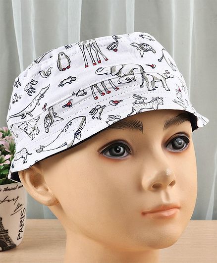 Cucumber Animal Print Summer Caps - White Grey