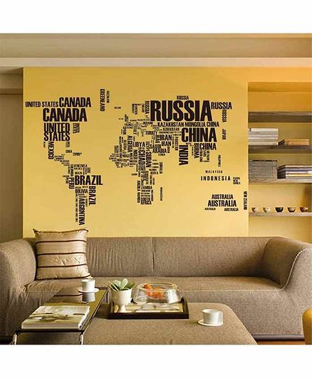 Oren Empower World Map Wall Sticker - Black