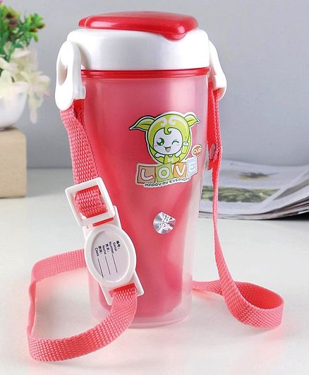Sipper Bottle With Pop Up Straw Animal Print Red - 340 ml