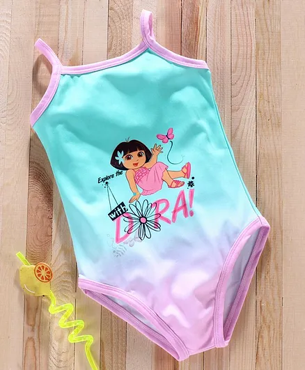 Mom's Love V Cut Swimsuit Dora Print - Green