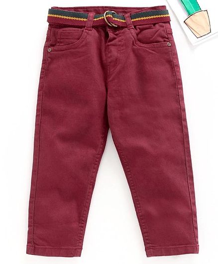 Babyhug Full Length Jeans - Brick Red